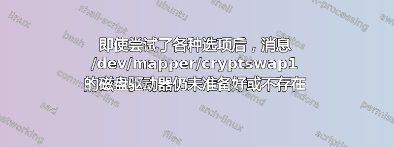 即使尝试了各种选项后，消息 /dev/mapper/cryptswap1 的磁盘驱动器仍未准备好或不存在