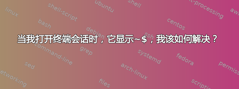 当我打开终端会话时，它显示~$，我该如何解决？