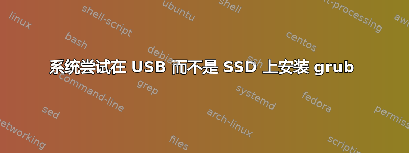 系统尝试在 USB 而不是 SSD 上安装 grub