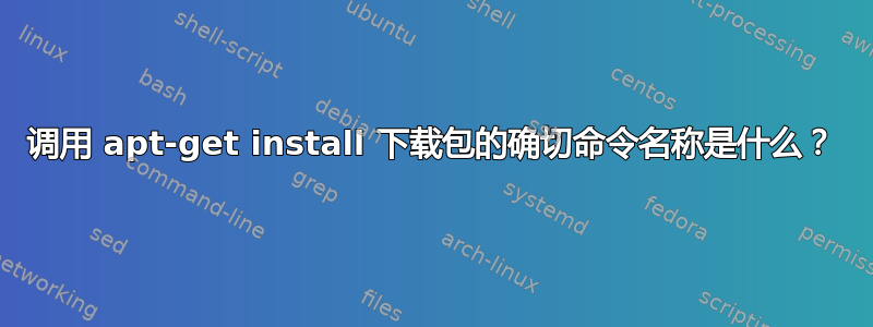 调用 apt-get install 下载包的确切命令名称是什么？