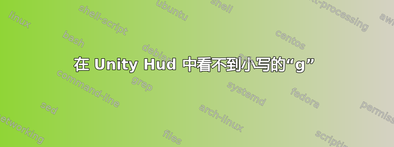 在 Unity Hud 中看不到小写的“g”