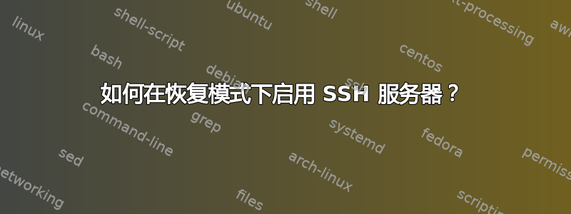 如何在恢复模式下启用 SSH 服务器？