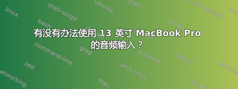 有没有办法使用 13 英寸 MacBook Pro 的音频输入？