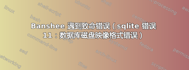 Banshee 遇到致命错误（sqlite 错误 11：数据库磁盘映像格式错误）