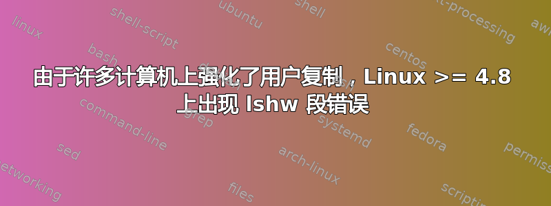 由于许多计算机上强化了用户复制，Linux >= 4.8 上出现 lshw 段错误