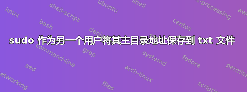 sudo 作为另一个用户将其主目录地址保存到 txt 文件