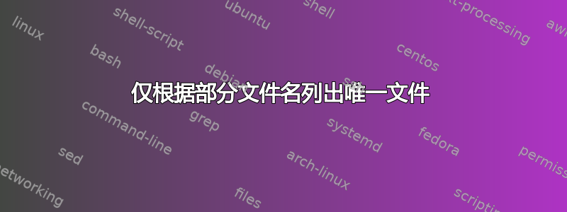 仅根据部分文件名列出唯一文件