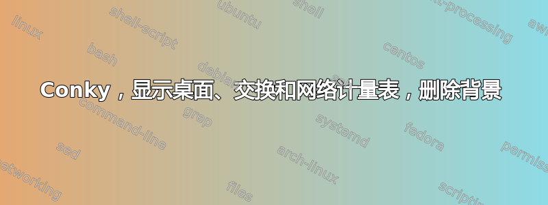 Conky，显示桌面、交换和网络计量表，删除背景