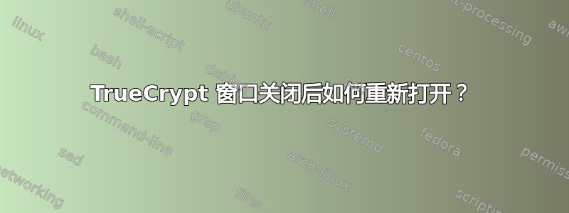 TrueCrypt 窗口关闭后如何重新打开？