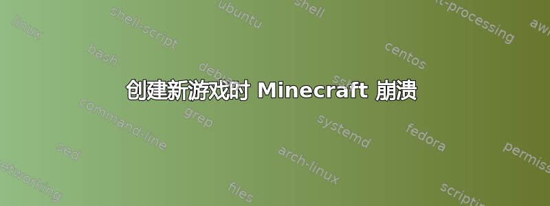 创建新游戏时 Minecraft 崩溃