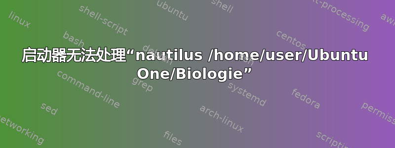 启动器无法处理“nautilus /home/user/Ubuntu One/Biologie”