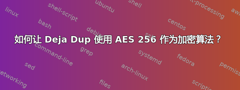 如何让 Deja Dup 使用 AES 256 作为加密算法？