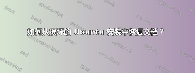 如何从损坏的 Ubuntu 安装中恢复文档？