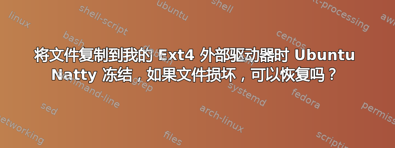 将文件复制到我的 Ext4 外部驱动器时 Ubuntu Natty 冻结，如果文件损坏，可以恢复吗？