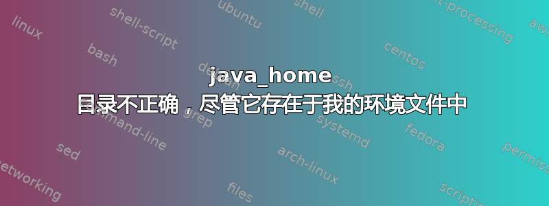 java_home 目录不正确，尽管它存在于我的环境文件中