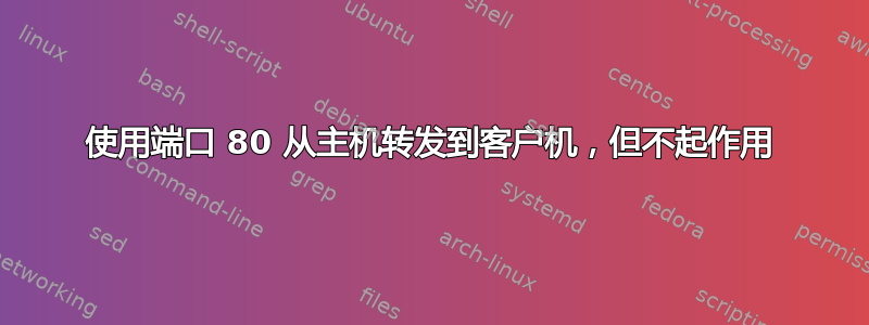 使用端口 80 从主机转发到客户机，但不起作用