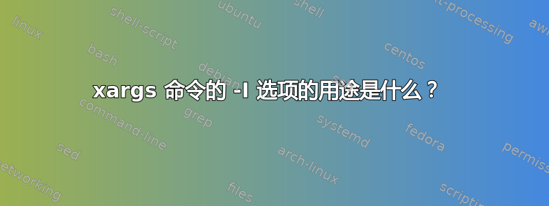 xargs 命令的 -I 选项的用途是什么？ 