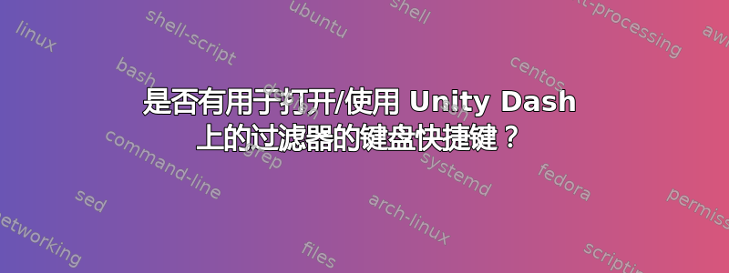 是否有用于打开/使用 Unity Dash 上的过滤器的键盘快捷键？