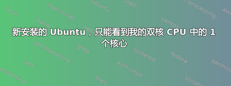 新安装的 Ubuntu，只能看到我的双核 CPU 中的 1 个核心