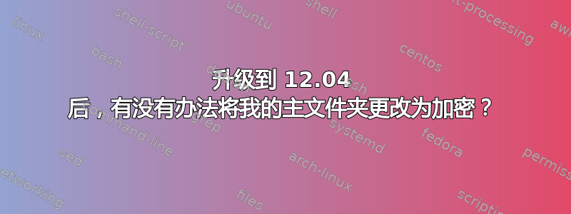 升级到 12.04 后，有没有办法将我的主文件夹更改为加密？