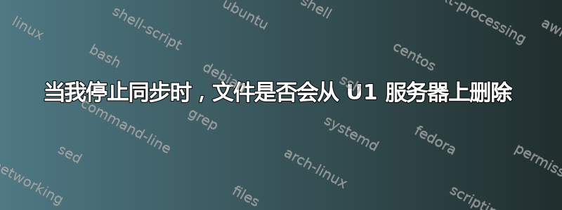 当我停止同步时，文件是否会从 U1 服务器上删除