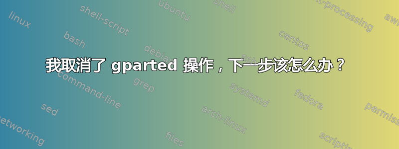 我取消了 gparted 操作，下一步该怎么办？