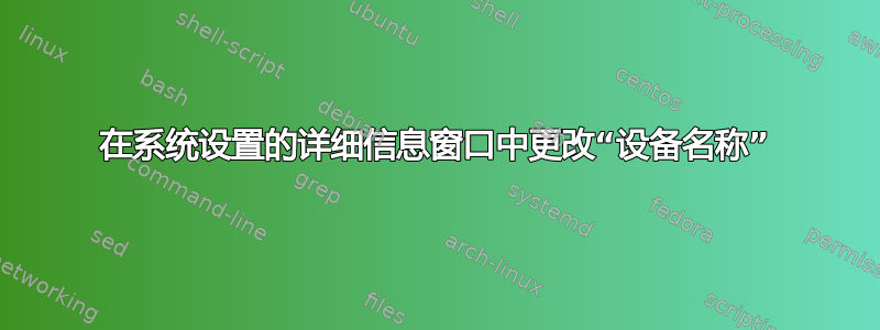 在系统设置的详细信息窗口中更改“设备名称”