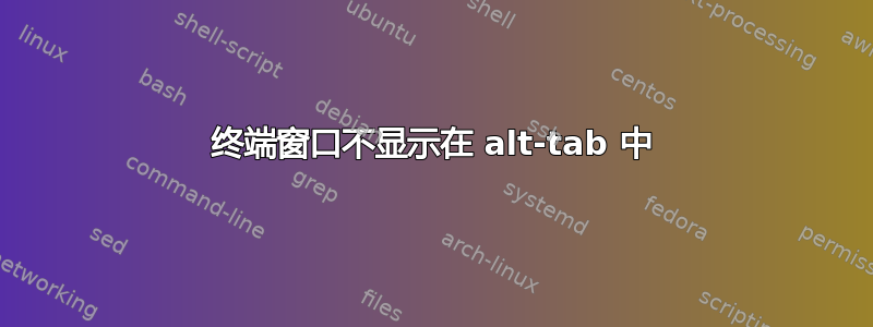 终端窗口不显示在 alt-tab 中