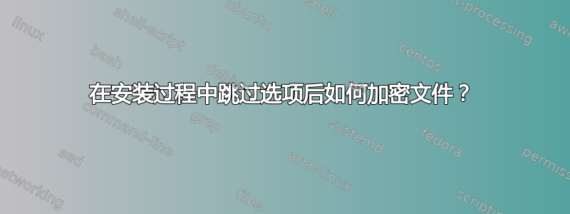 在安装过程中跳过选项后如何加密文件？