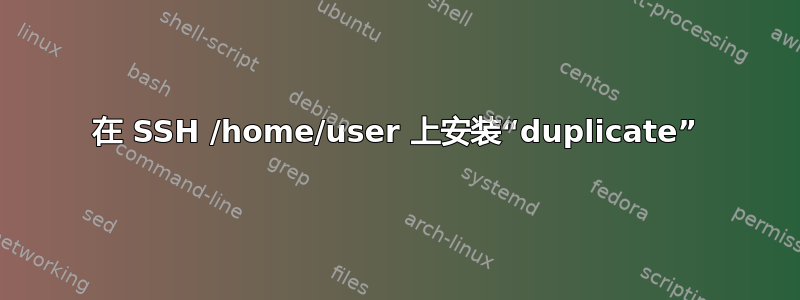 在 SSH /home/user 上安装“duplicate”