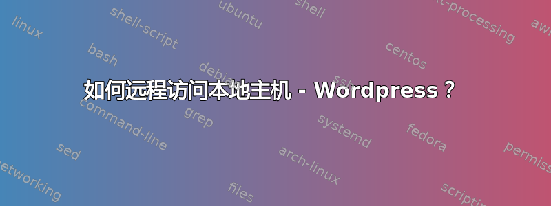 如何远程访问本地主机 - Wordpress？