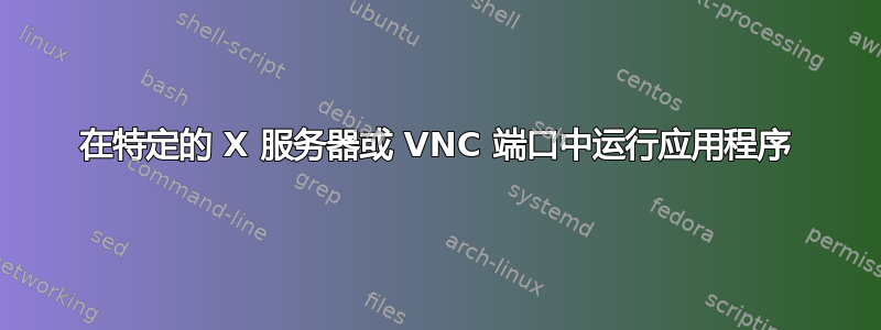 在特定的 X 服务器或 VNC 端口中运行应用程序