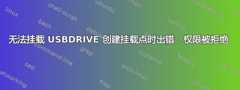 无法挂载 USBDRIVE 创建挂载点时出错：权限被拒绝