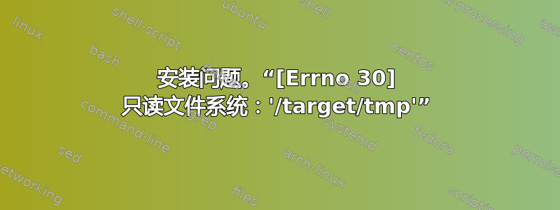 安装问题。“[Errno 30] 只读文件系统：'/target/tmp'”