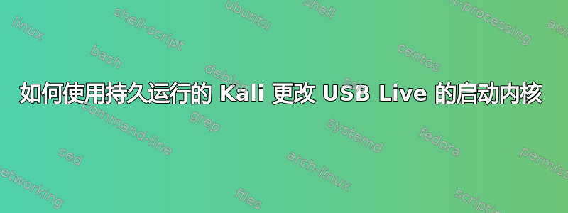 如何使用持久运行的 Kali 更改 USB Live 的启动内核