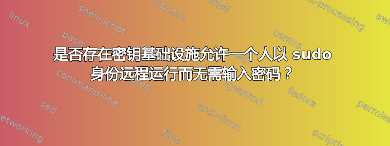 是否存在密钥基础设施允许一个人以 sudo 身份远程运行而无需输入密码？