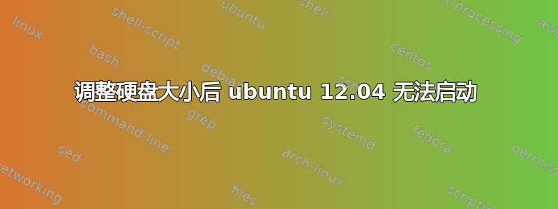 调整硬盘大小后 ubuntu 12.04 无法启动