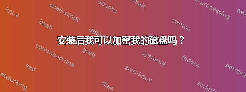 安装后我可以加密我的磁盘吗？