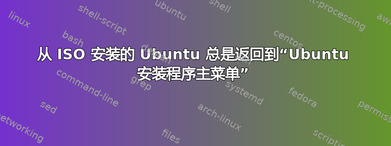 从 ISO 安装的 Ubuntu 总是返回到“Ubuntu 安装程序主菜单”