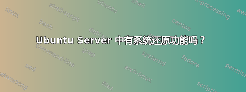 Ubuntu Server 中有系统还原功能吗？