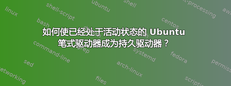 如何使已经处于活动状态的 Ubuntu 笔式驱动器成为持久驱动器？