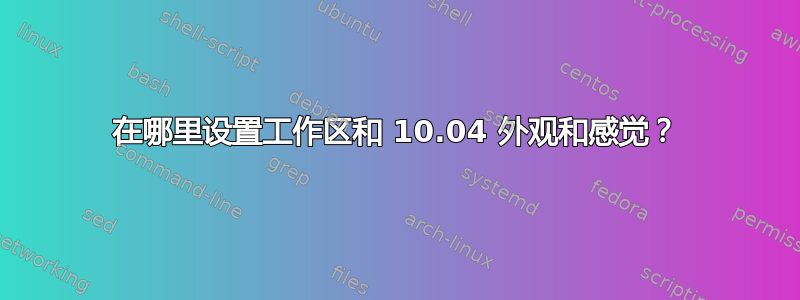 在哪里设置工作区和 10.04 外观和感觉？