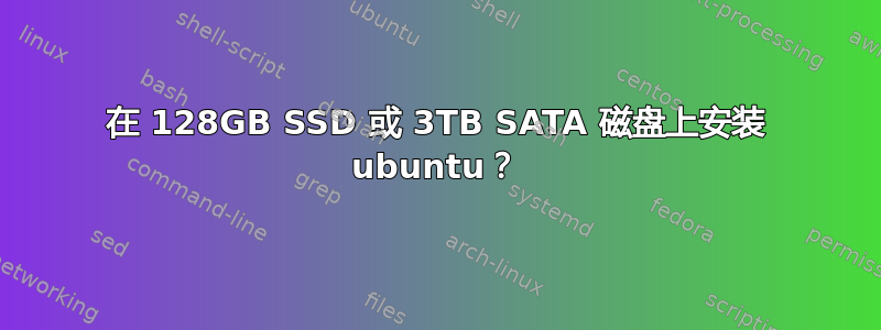 在 128GB SSD 或 3TB SATA 磁盘上安装 ubuntu？