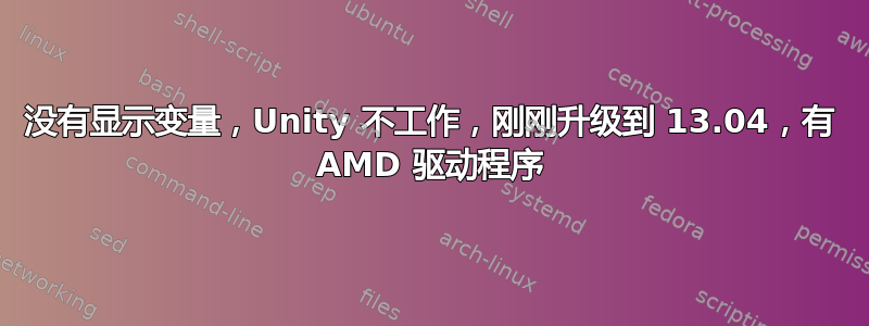 没有显示变量，Unity 不工作，刚刚升级到 13.04，有 AMD 驱动程序