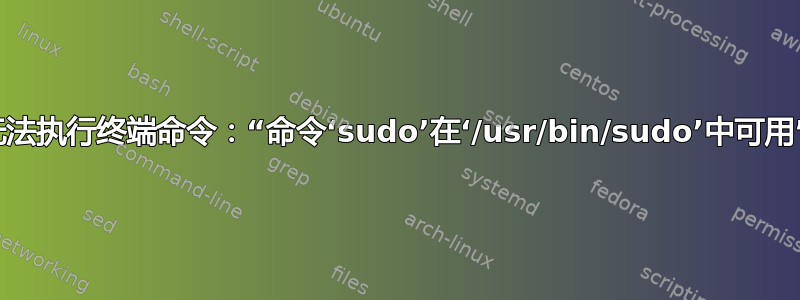 无法执行终端命令：“命令‘sudo’在‘/usr/bin/sudo’中可用”