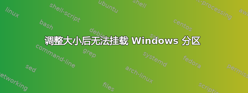 调整大小后无法挂载 Windows 分区