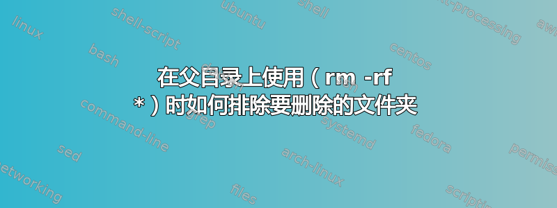 在父目录上使用（rm -rf *）时如何排除要删除的文件夹