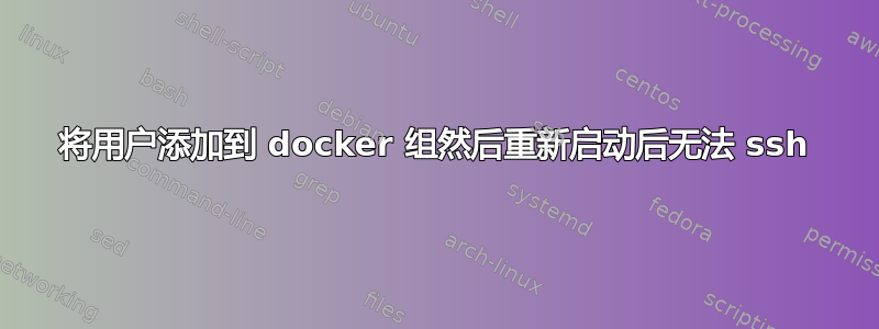 将用户添加到 docker 组然后重新启动后无法 ssh