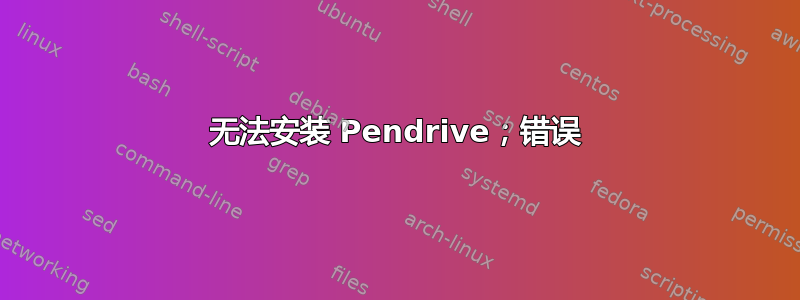 无法安装 Pendrive；错误