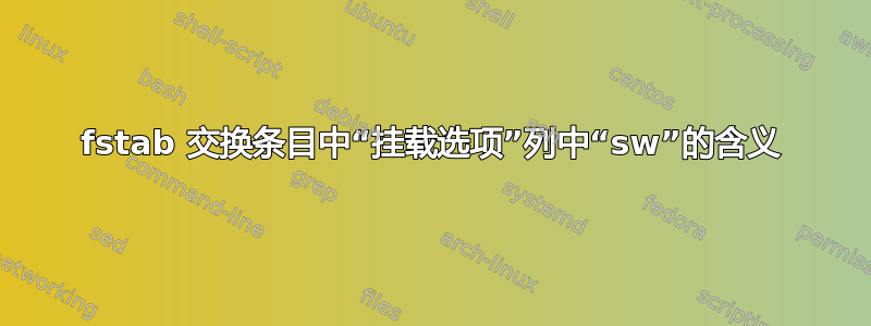 fstab 交换条目中“挂载选项”列中“sw”的含义